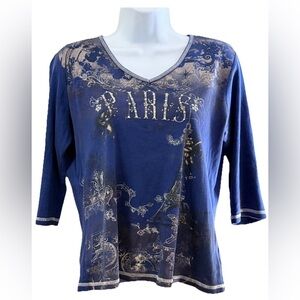 Blue Paris Graphic Women's Top